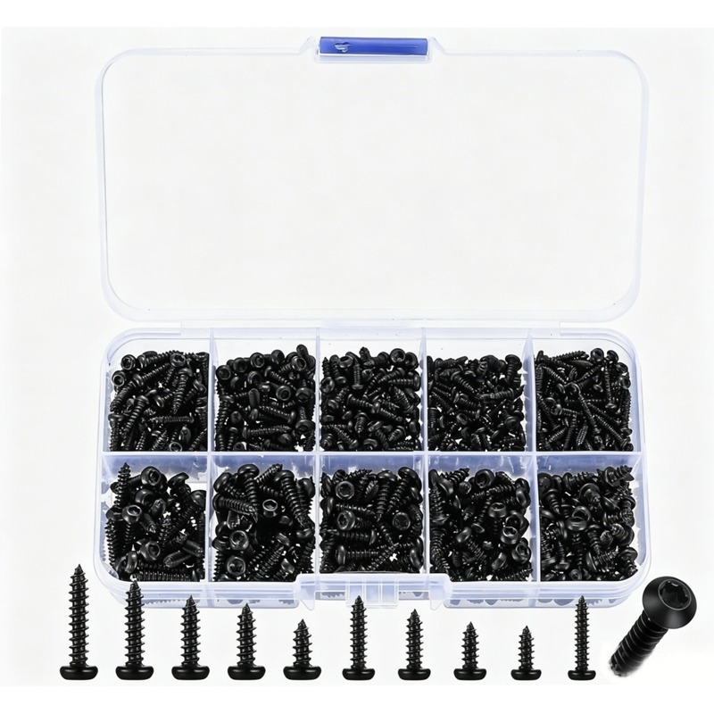 Furniture Hardware Fasteners - 600 Pcs M2-M3 Black Torx Pan