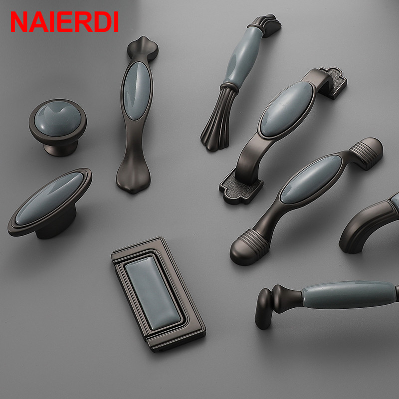 Furniture Hardware Vintage - NAIERDI Ceramic Cabinet Knobs Handles Mediterranean