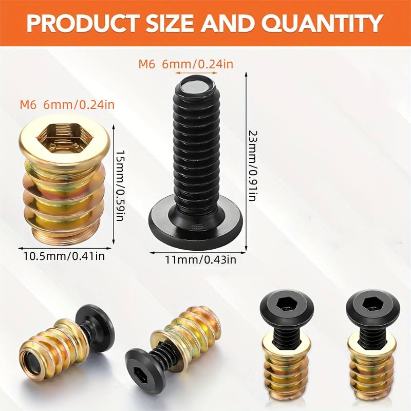 10PCS Threaded Inserts Nut Com - огляд і ціна Furniture Hardware Fasteners