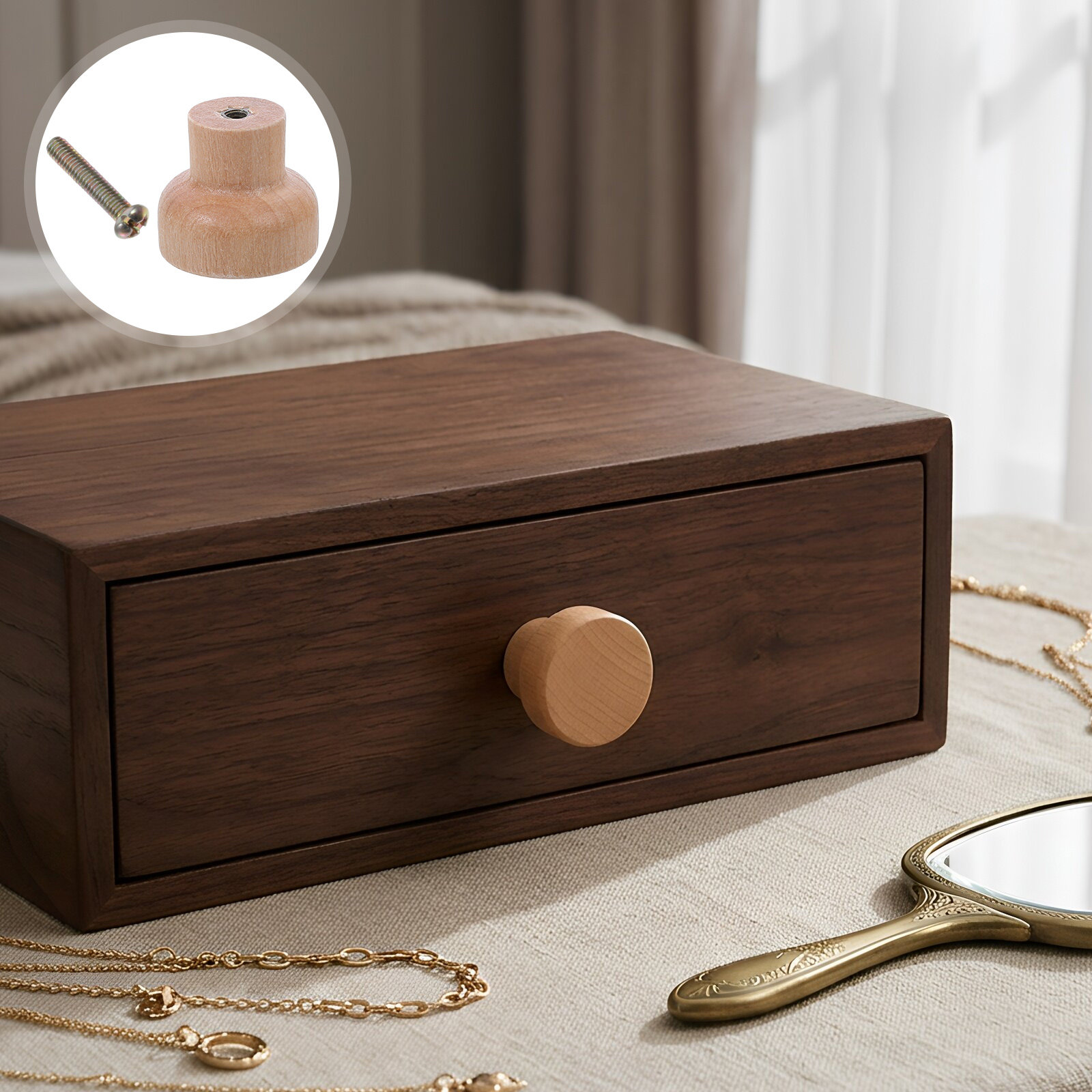 30Pcs Solid Beech Wood Drawer  - огляд і ціна Cabinet Knob Round